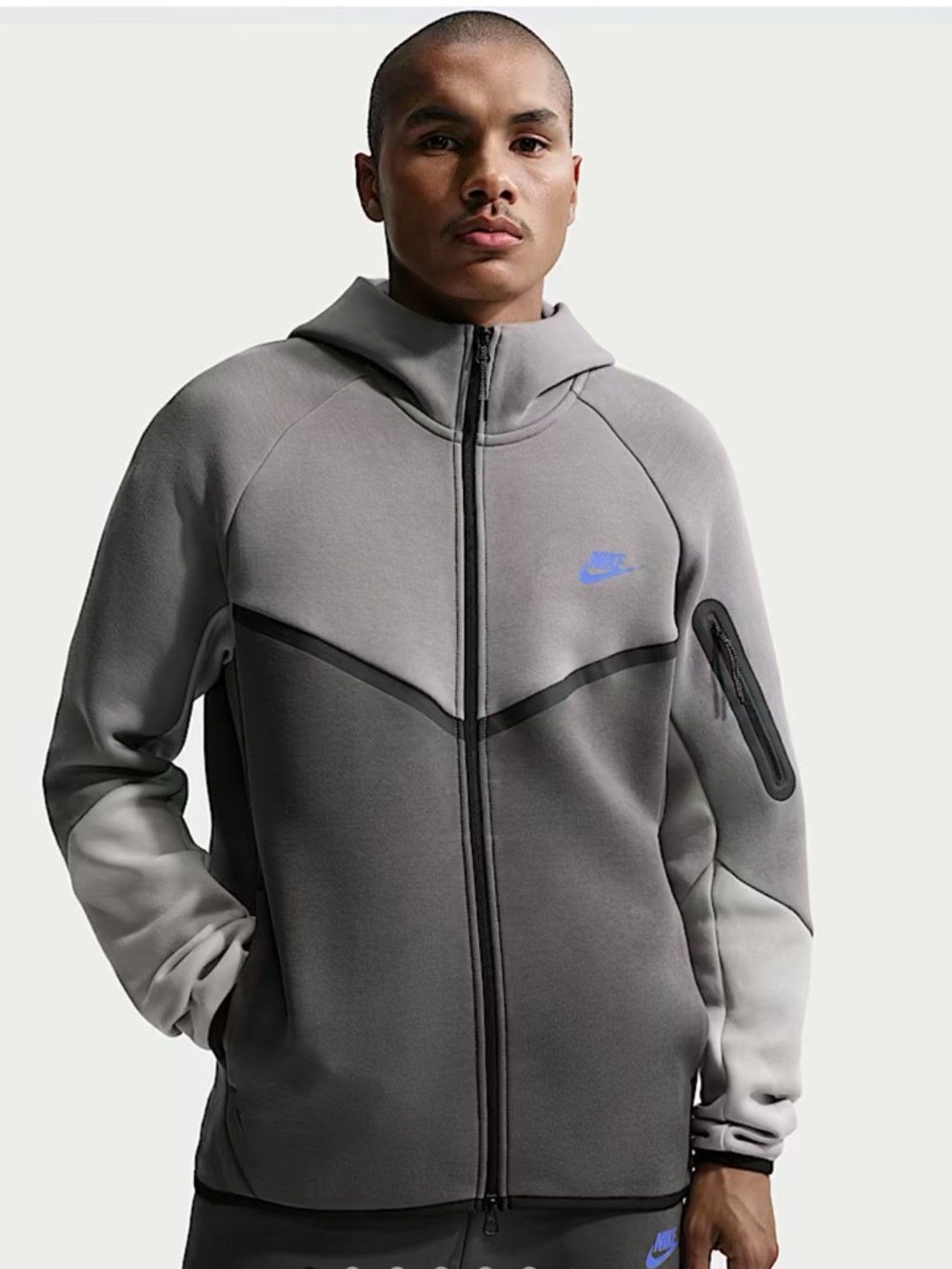 Nike Tech Men’s Grey Full-Zip Hooded Jacket Pants and Shirt